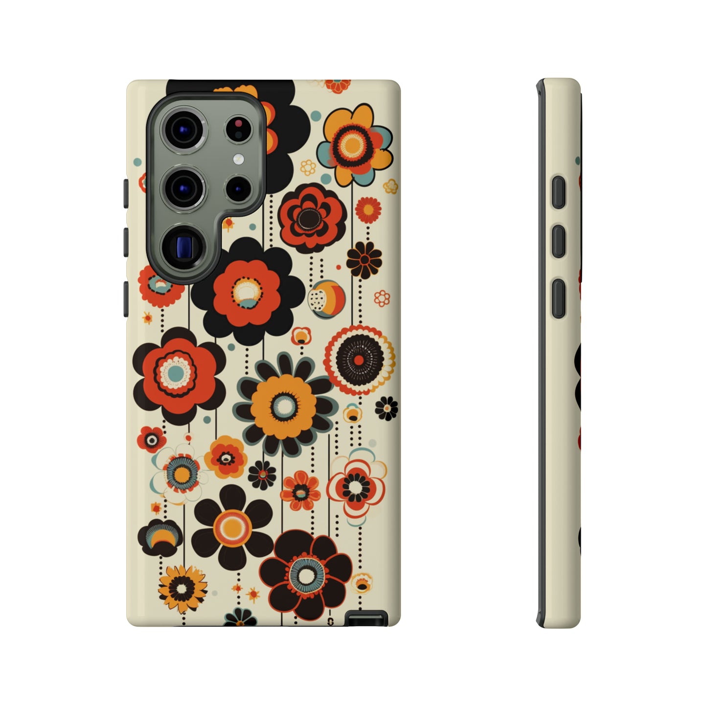 Minimalistic Round Flowers & Thin Vines Pattern iPhone Case