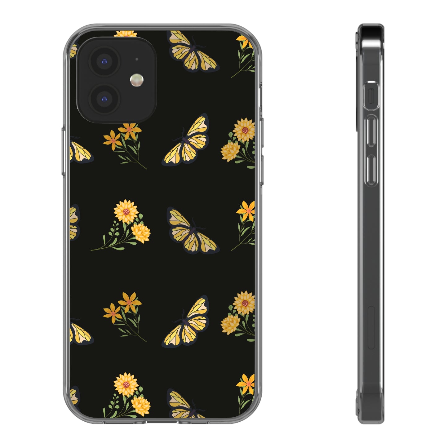 Yellow Butterfly & Flowers | Clear iPhone Case / Samsung Case