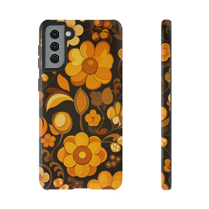 Abstract Retro 70s Dark Wildflower Patterns iPhone Case / Samsung Case