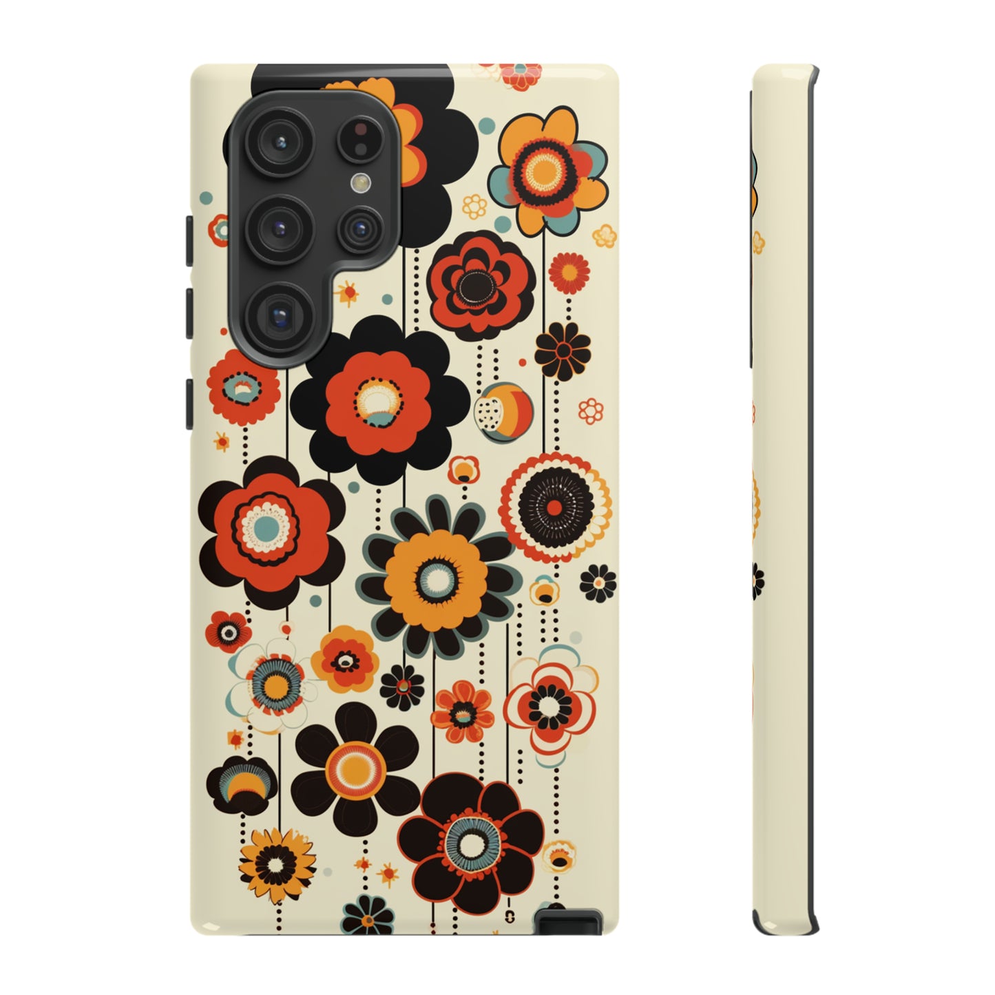 Minimalistic Round Flowers & Thin Vines Pattern iPhone Case