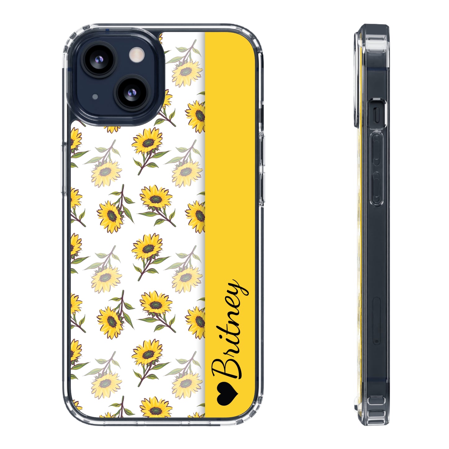 Custom Name Sunflower Pattern | Clear iPhone Case / Samsung Case