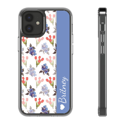 Custom Blue Red Flowers | Clear iPhone Case / Samsung Case