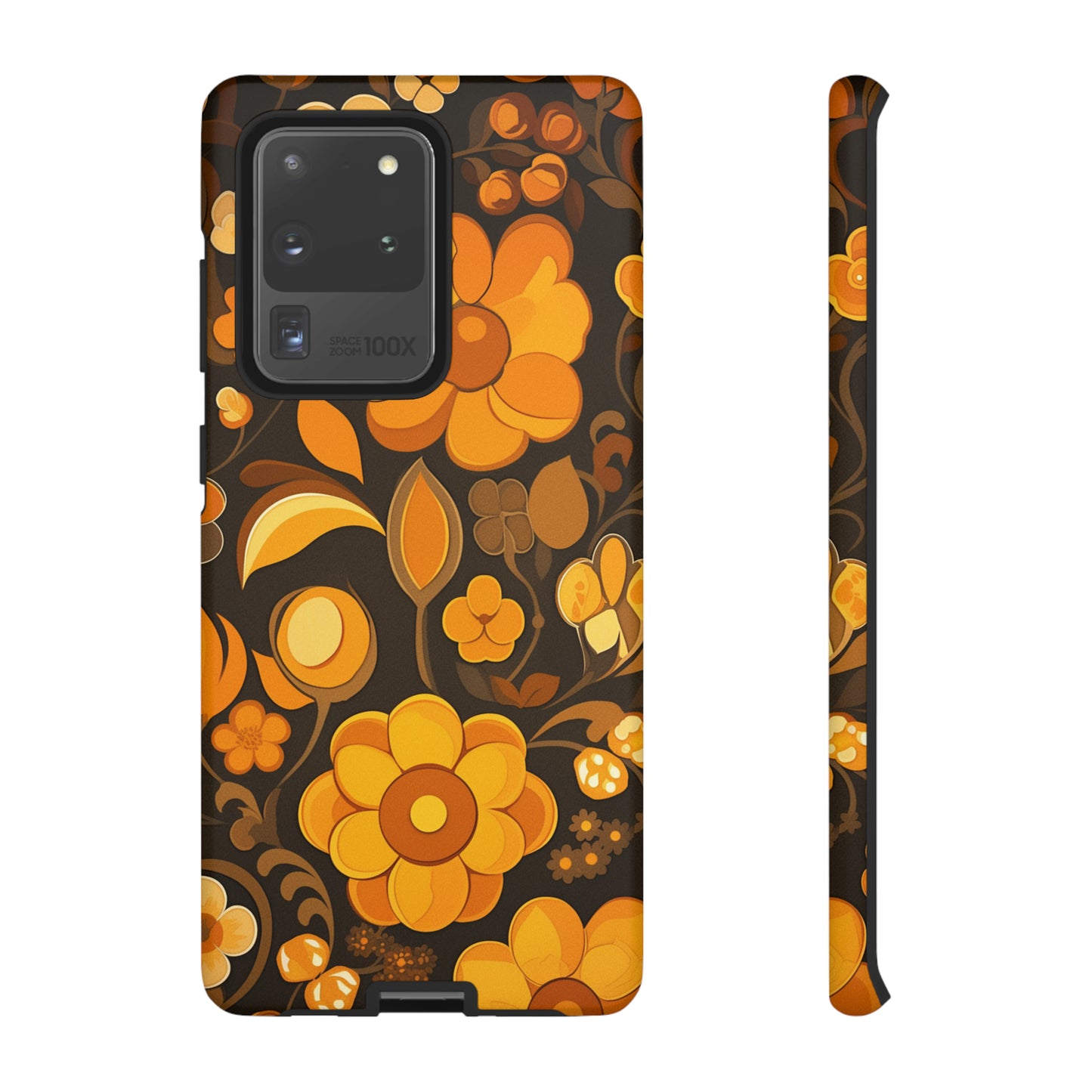 Abstract Retro 70s Dark Wildflower Patterns iPhone Case / Samsung Case