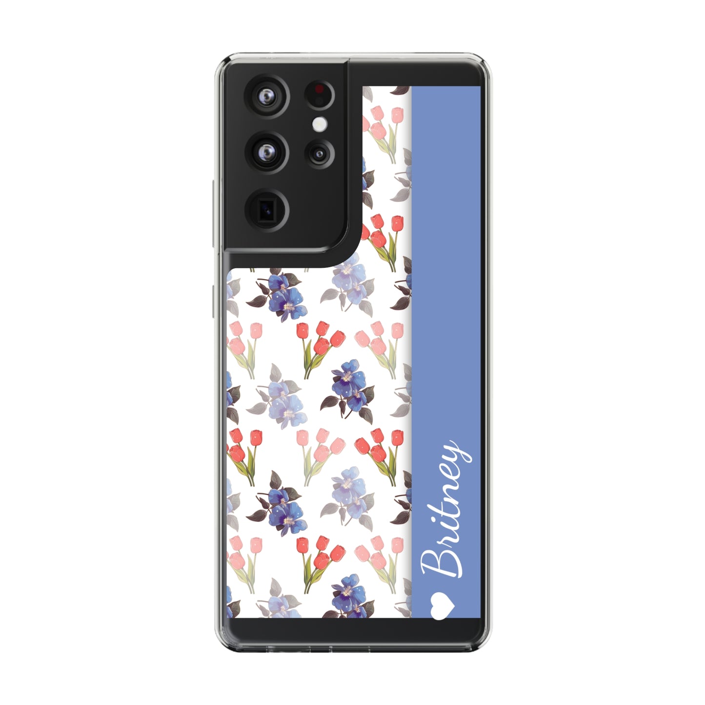 Custom Blue Red Flowers | Clear iPhone Case / Samsung Case