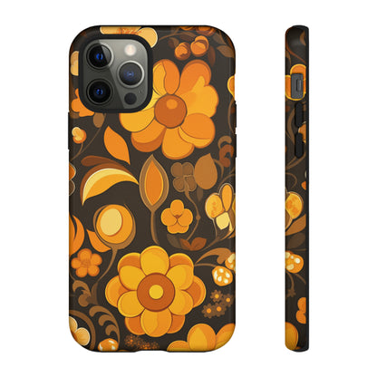 Abstract Retro 70s Dark Wildflower Patterns iPhone Case / Samsung Case