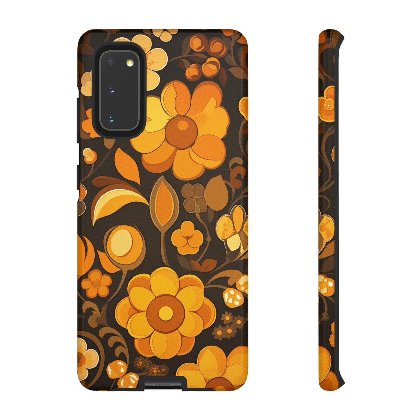 Abstract Retro 70s Dark Wildflower Patterns iPhone Case / Samsung Case