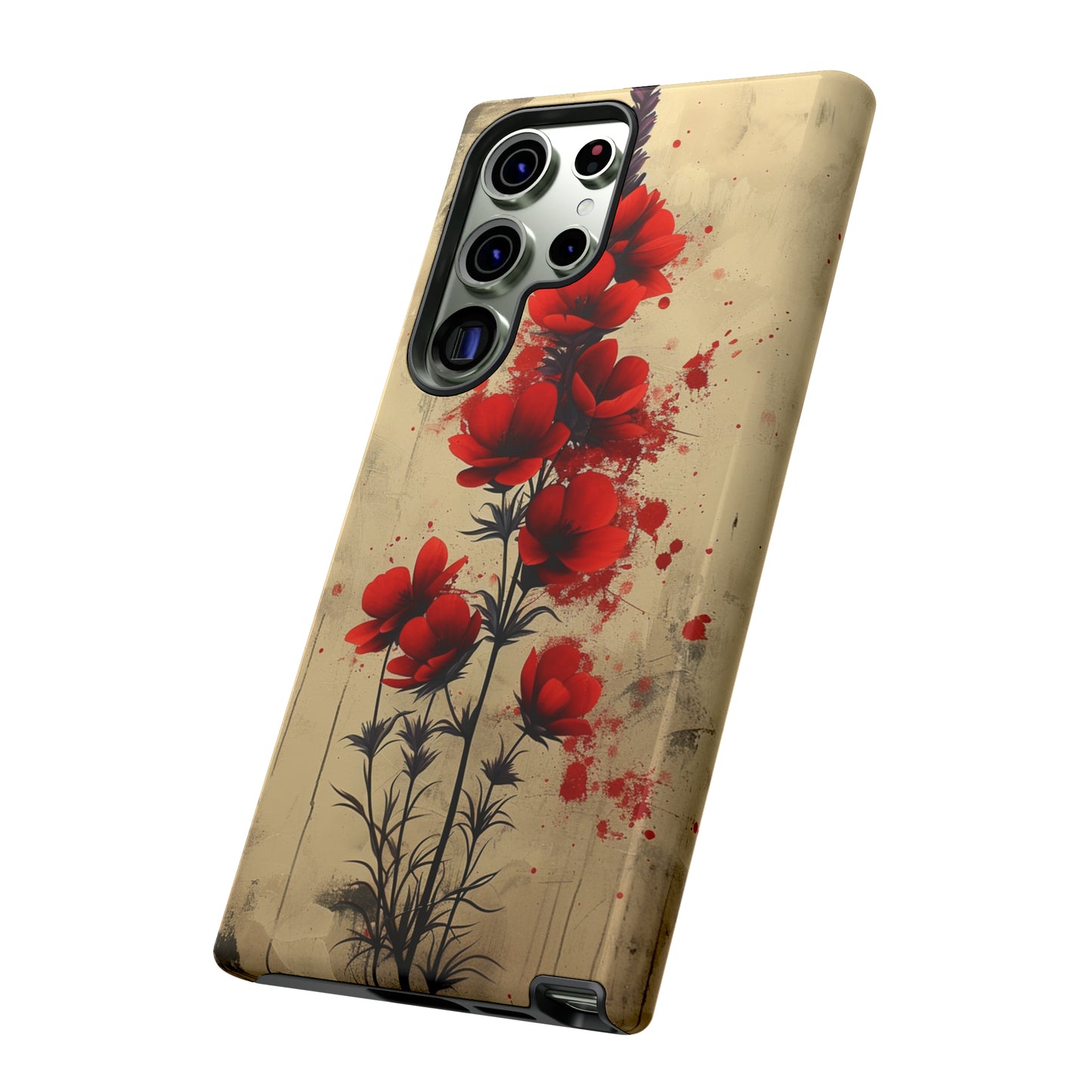 Vintage Red Roses, Wildflowers iPhone Case