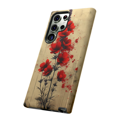 Vintage Red Roses, Wildflowers iPhone Case