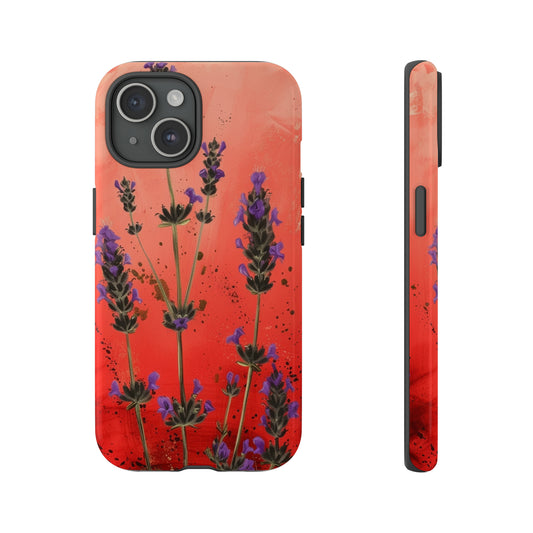 Red Lavender Blooms Tall Wildflower Phone Case, Floral iPhone Case, Aesthetic Phone Case, Spring iPhone Case, Botanical Aesthetic