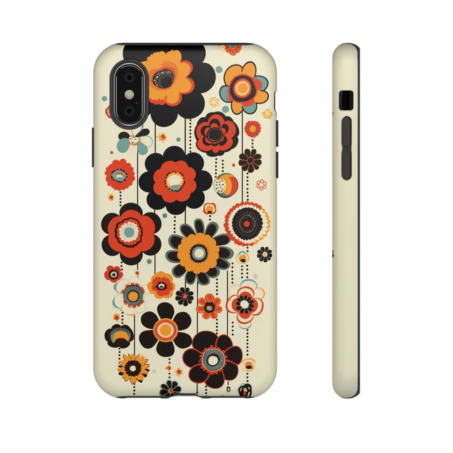 Minimalistic Round Flowers & Thin Vines Pattern iPhone Case