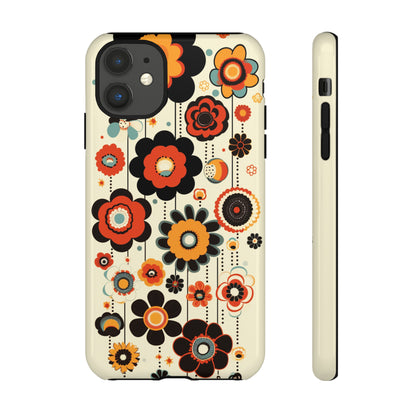 Minimalistic Round Flowers & Thin Vines Pattern iPhone Case