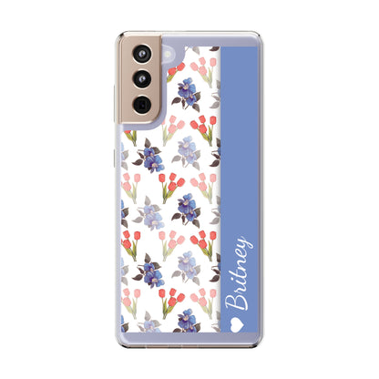 Custom Blue Red Flowers | Clear iPhone Case / Samsung Case