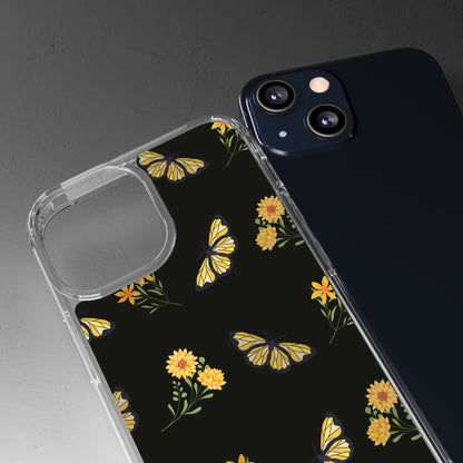 Yellow Butterfly & Flowers | Clear iPhone Case / Samsung Case