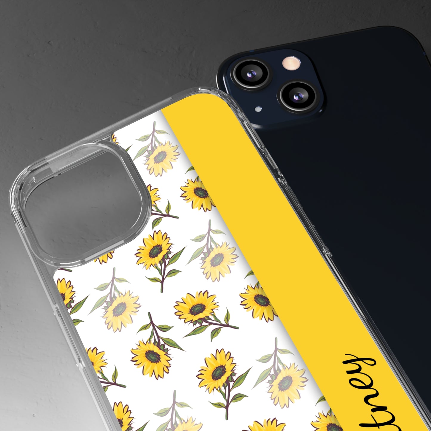 Custom Name Sunflower Pattern | Clear iPhone Case / Samsung Case