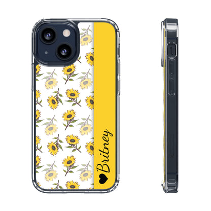 Custom Name Sunflower Pattern | Clear iPhone Case / Samsung Case