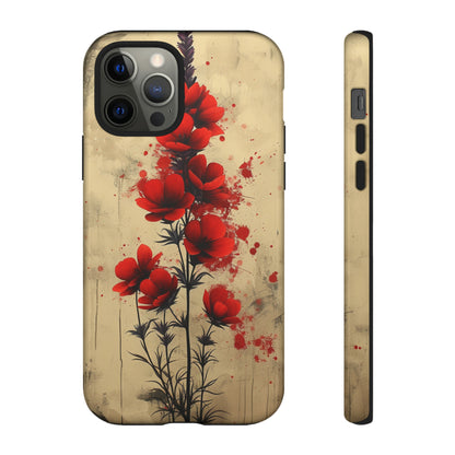 Vintage Red Roses, Wildflowers iPhone Case