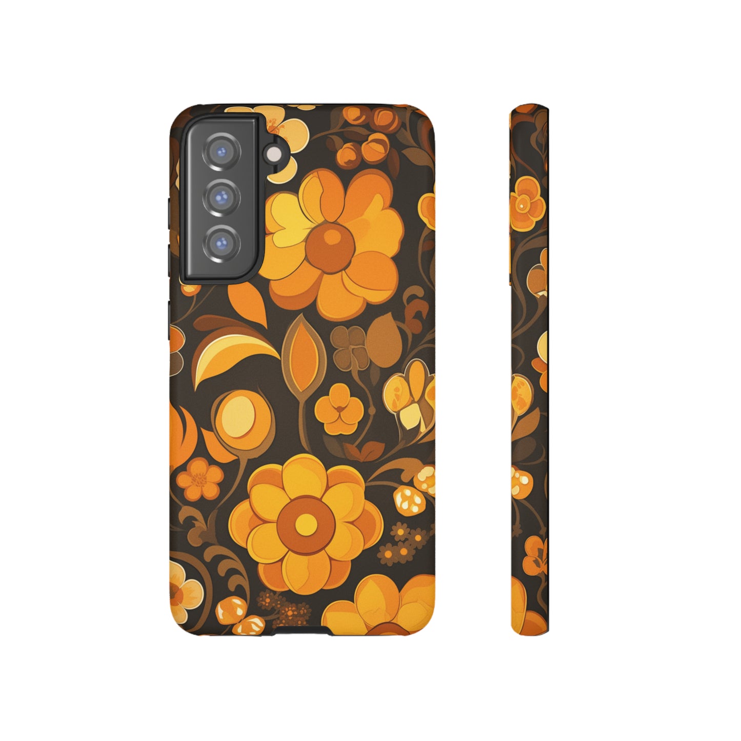 Abstract Retro 70s Dark Wildflower Patterns iPhone Case / Samsung Case