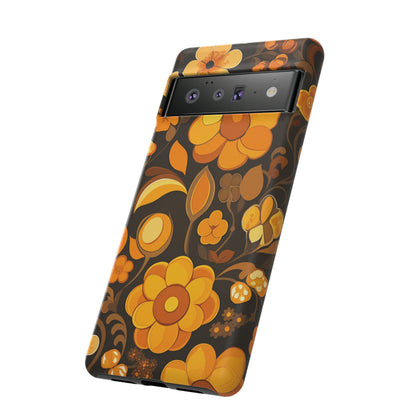 Abstract Retro 70s Dark Wildflower Patterns iPhone Case / Samsung Case