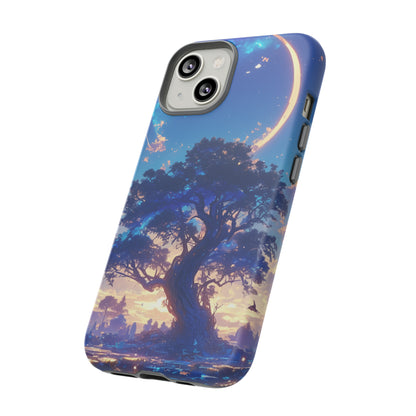 Japanese Moon Beautiful Stars & Tree iPhone Case, Gift for Astral Lovers