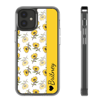 Custom Name Sunflower Pattern | Clear iPhone Case / Samsung Case