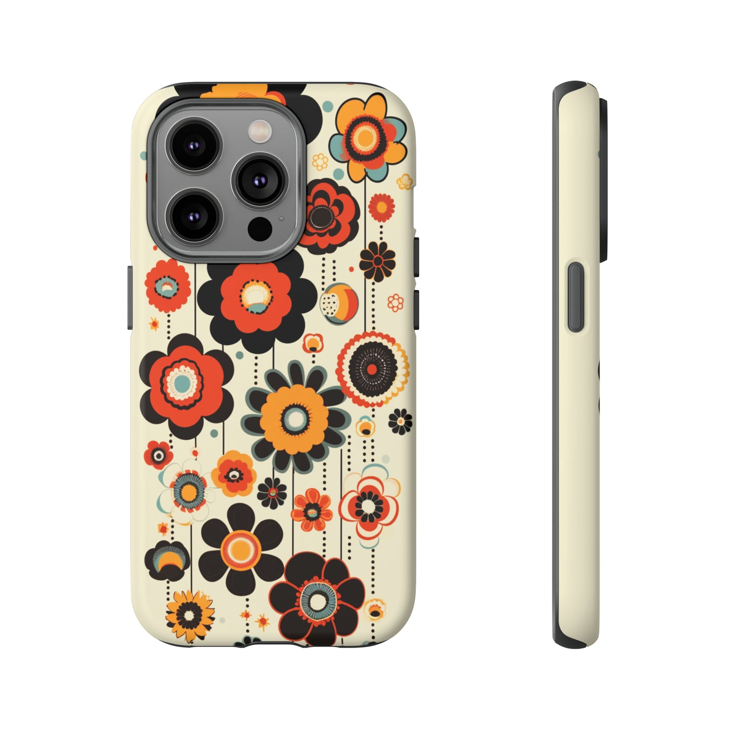 Minimalistic Round Flowers & Thin Vines Pattern iPhone Case