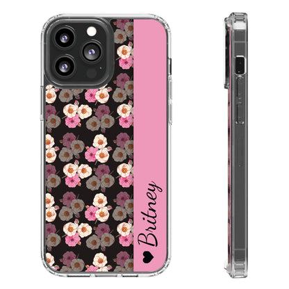 Custom Name Light Rose Pattern | Clear iPhone Case / Samsung Case