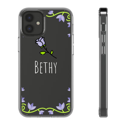 Custom Name Violet Floral Vines | Clear iPhone Case / Samsung Case