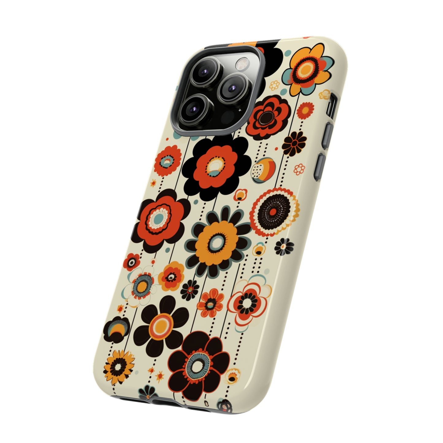 Minimalistic Round Flowers & Thin Vines Pattern iPhone Case