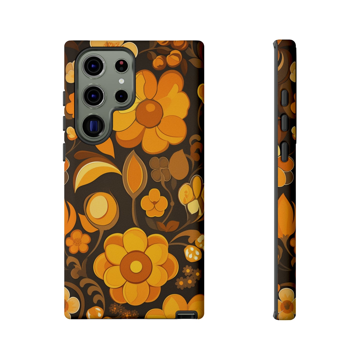 Abstract Retro 70s Dark Wildflower Patterns iPhone Case / Samsung Case