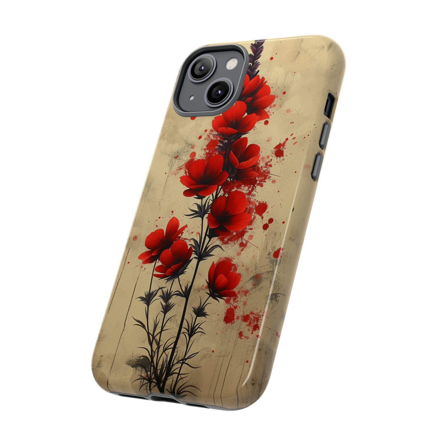 Vintage Red Roses, Wildflowers iPhone Case