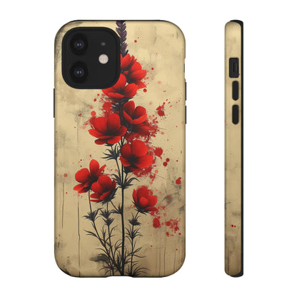 Vintage Red Roses, Wildflowers iPhone Case