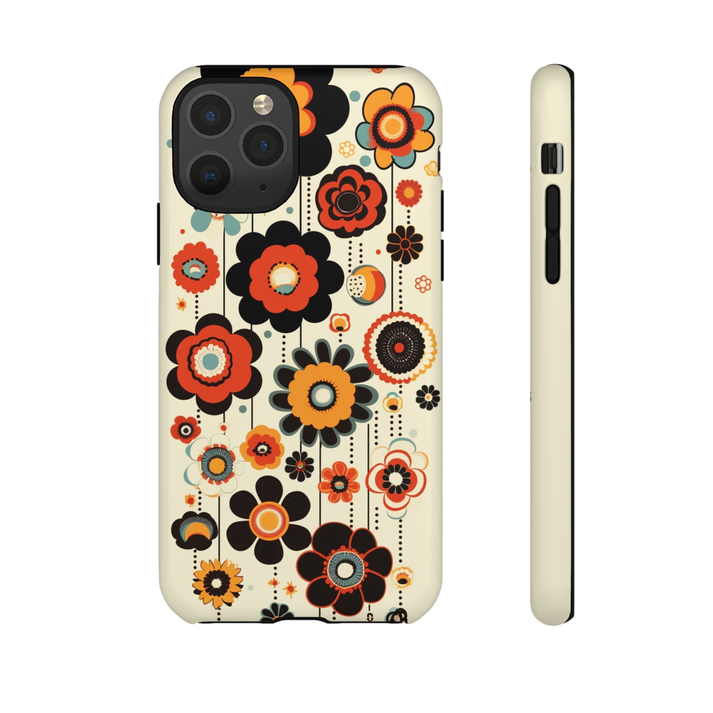 Minimalistic Round Flowers & Thin Vines Pattern iPhone Case