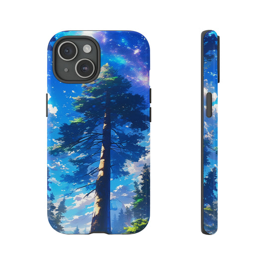 Abstract Tall Japanese Tree Beautiful Moon iPhone Case, Gift for Astral Lover