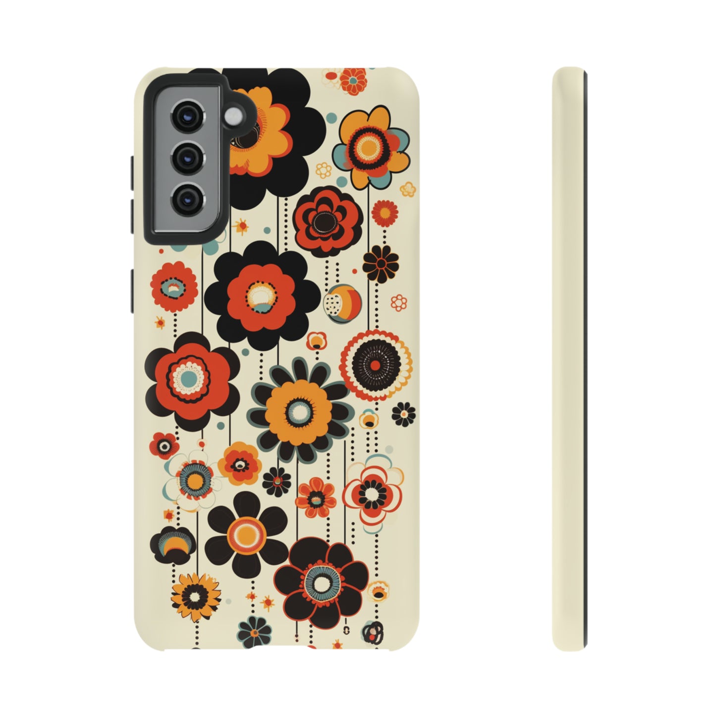 Minimalistic Round Flowers & Thin Vines Pattern iPhone Case