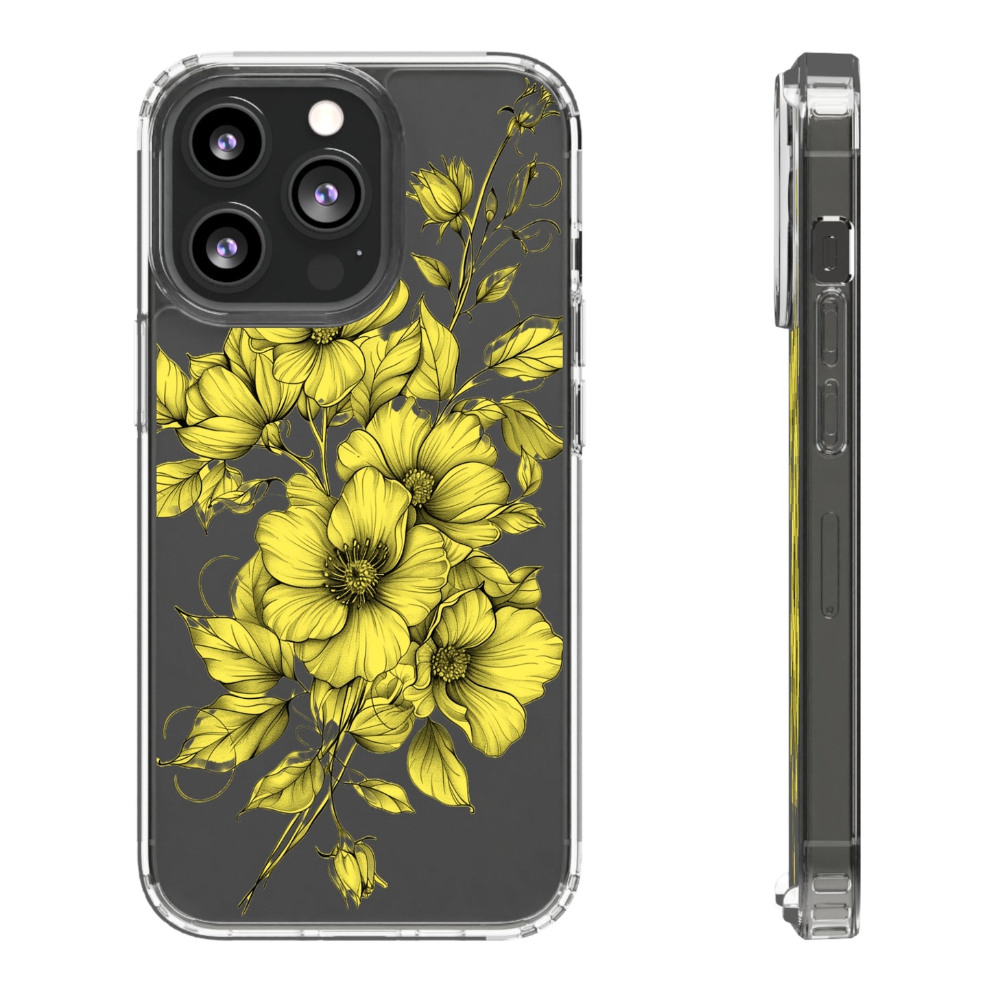 Pressed Yellow Flowers | Clear iPhone Case / Samsung Case