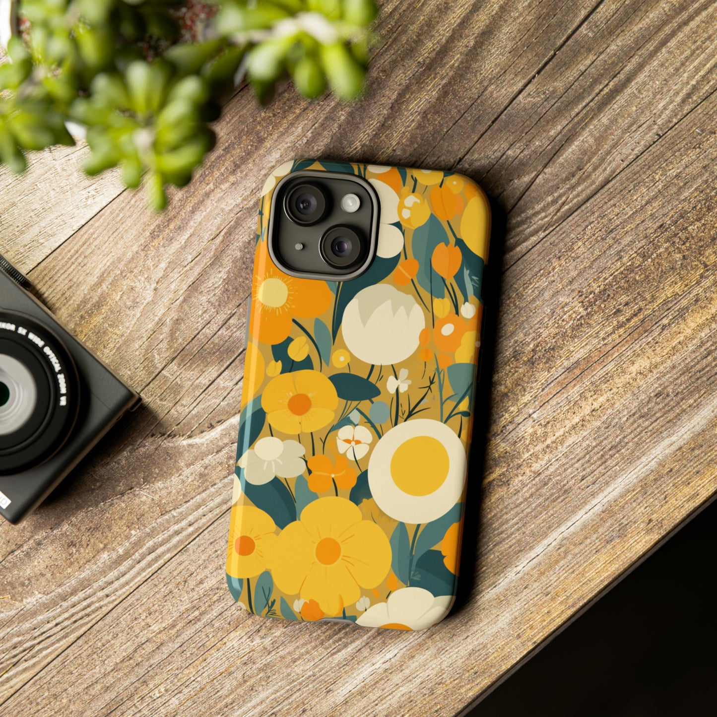 Abstract Yellow Flower Patterns iPhone Case 15 Pro Max 14 13 12, Samsung Galaxy S23 S22, Google Pixel 7, Gift For Flower Lover Gift For Her