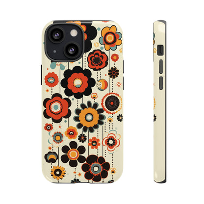 Minimalistic Round Flowers & Thin Vines Pattern iPhone Case