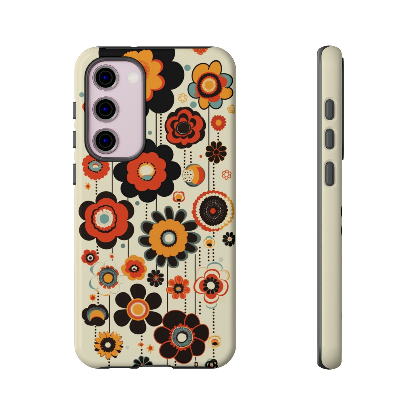 Minimalistic Round Flowers & Thin Vines Pattern iPhone Case