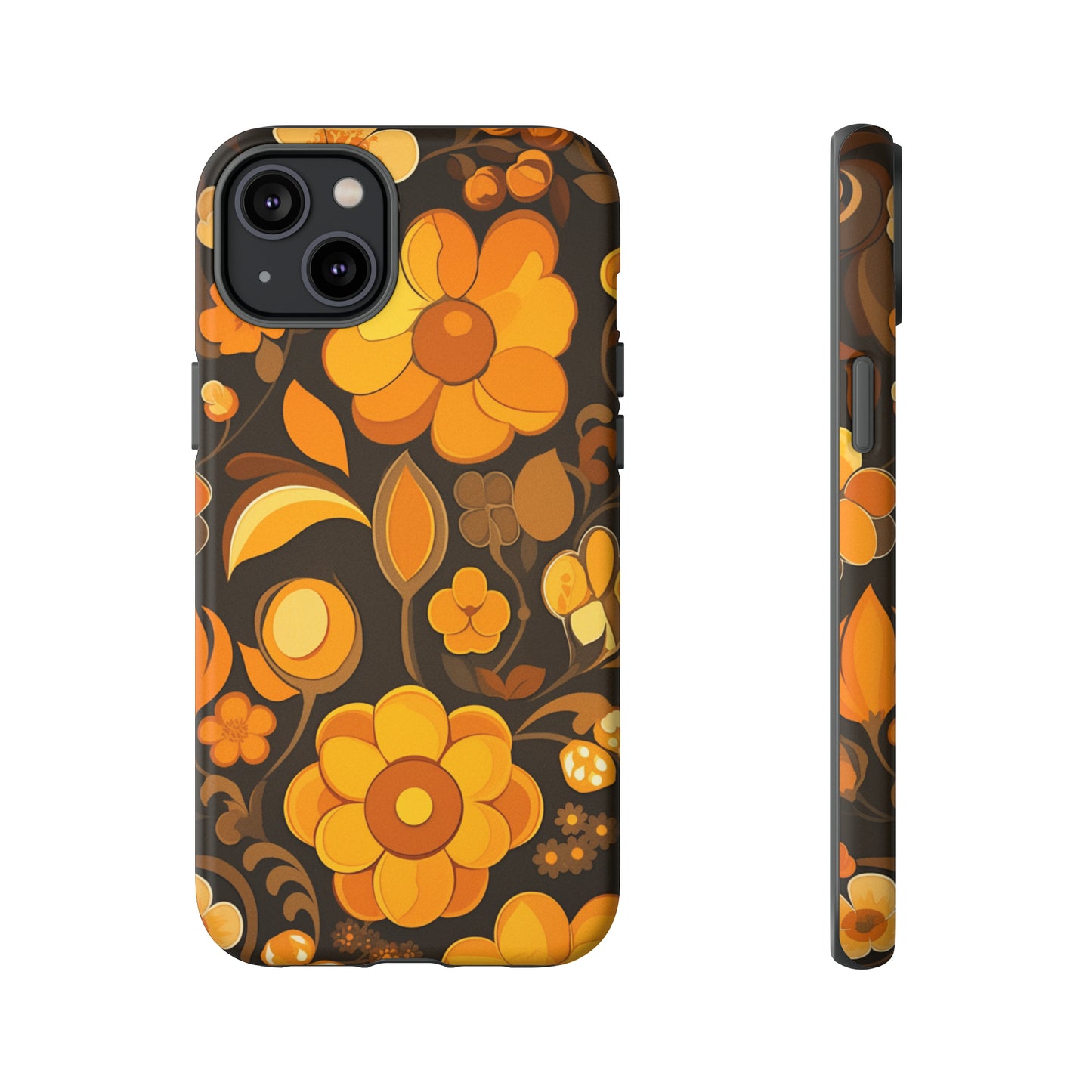 Abstract Retro 70s Dark Wildflower Patterns iPhone Case / Samsung Case