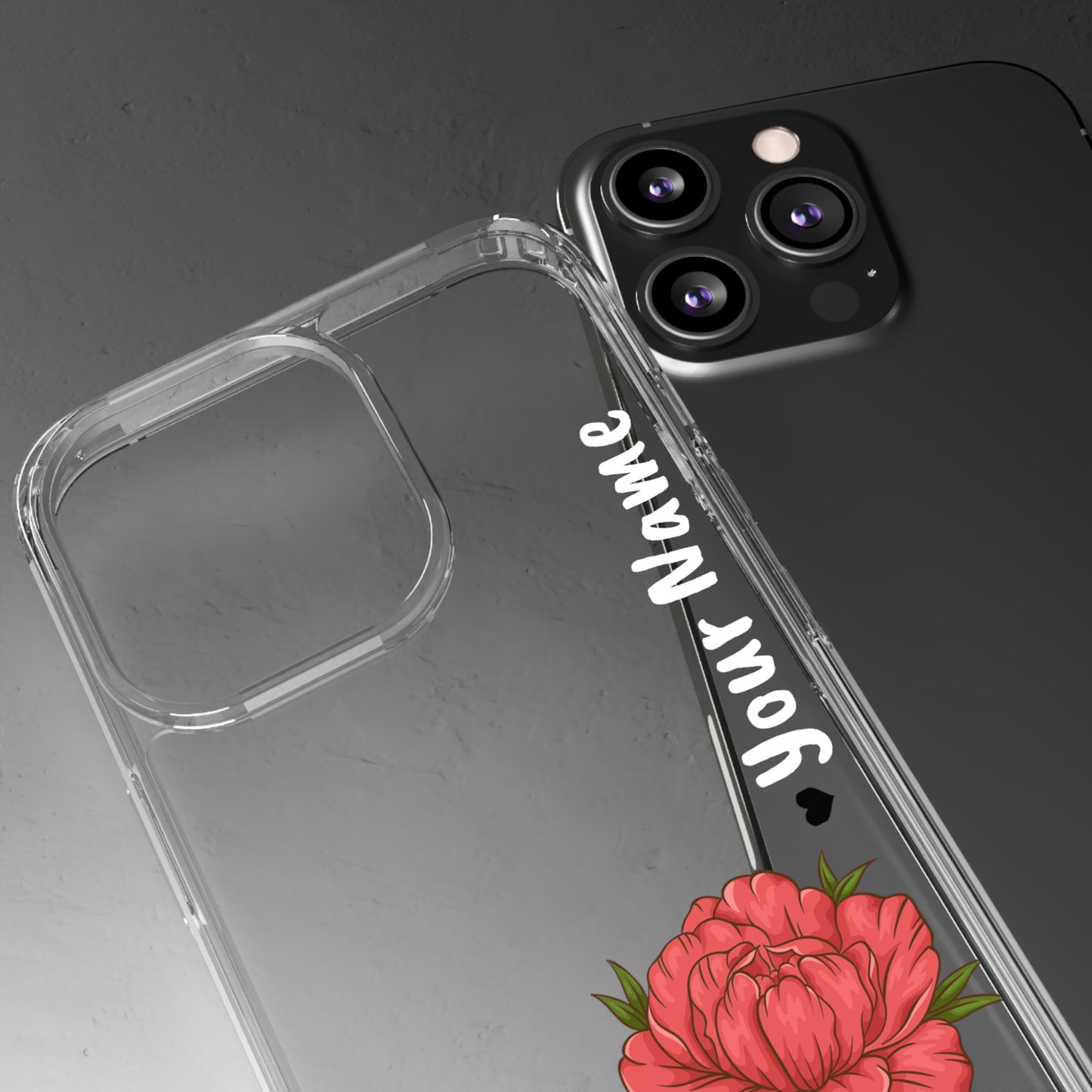 Custom Red Flowers | Clear iPhone Case / Samsung Case