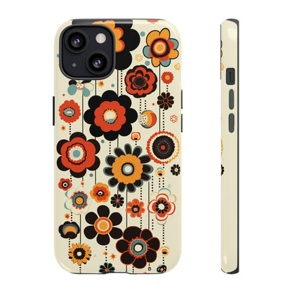 Minimalistic Round Flowers & Thin Vines Pattern iPhone Case