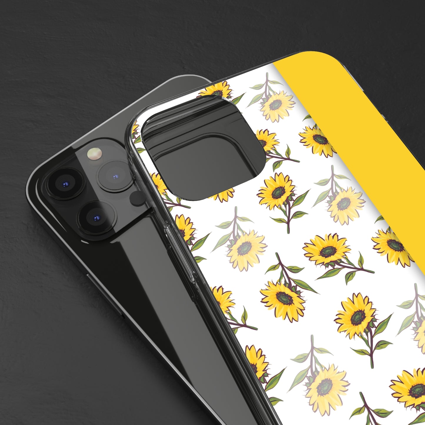 Custom Name Sunflower Pattern | Clear iPhone Case / Samsung Case