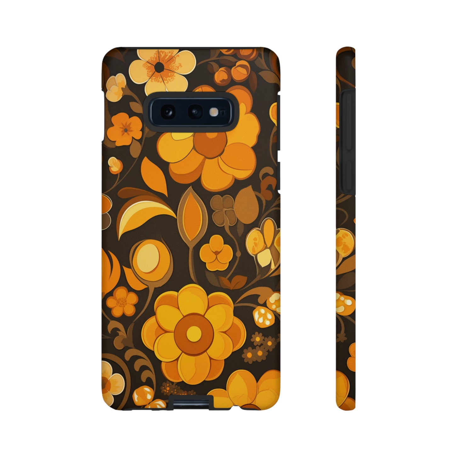 Abstract Retro 70s Dark Wildflower Patterns iPhone Case / Samsung Case