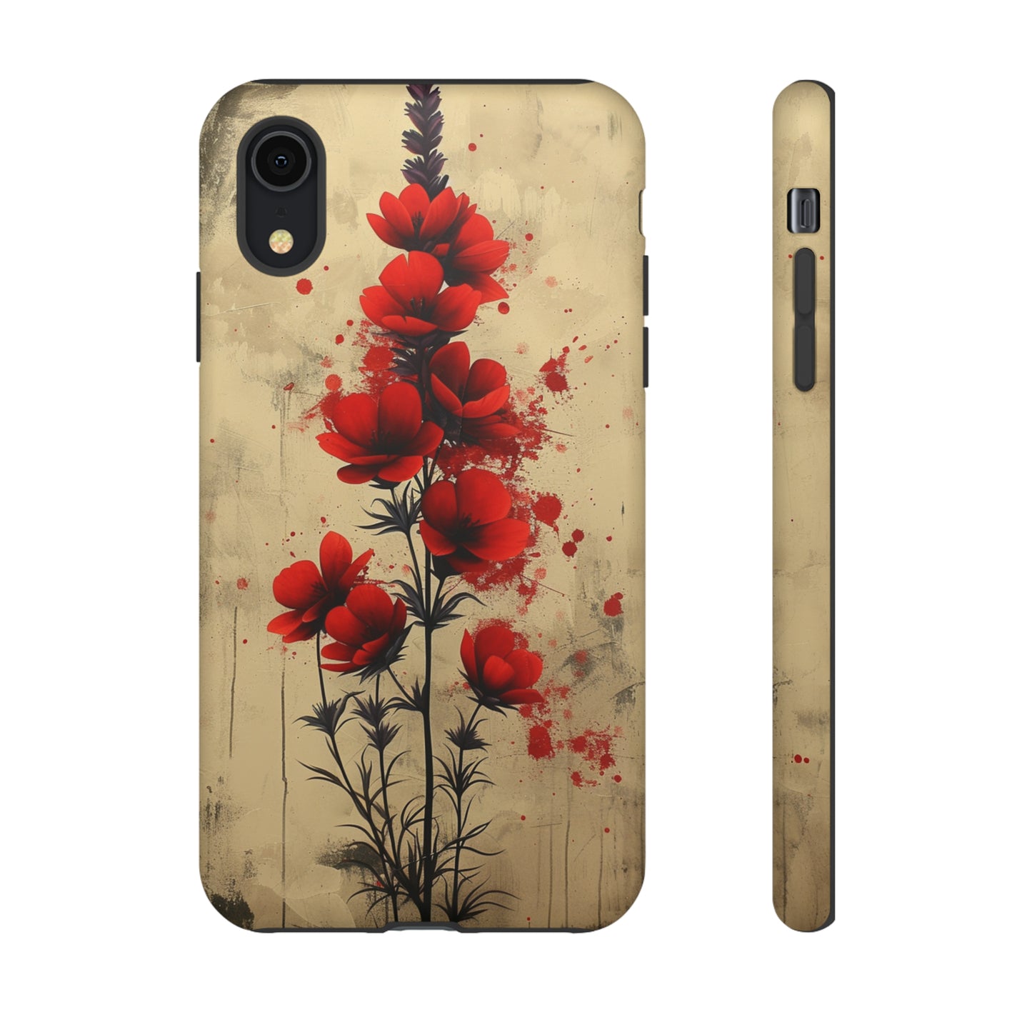 Vintage Red Roses, Wildflowers iPhone Case