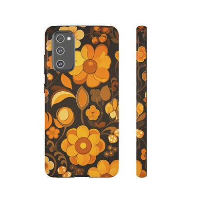 Abstract Retro 70s Dark Wildflower Patterns iPhone Case / Samsung Case