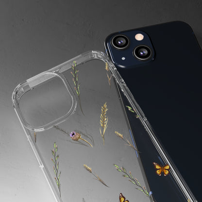 Gentle Wildflowers & Butterflies | Clear iPhone Case / Samsung Case