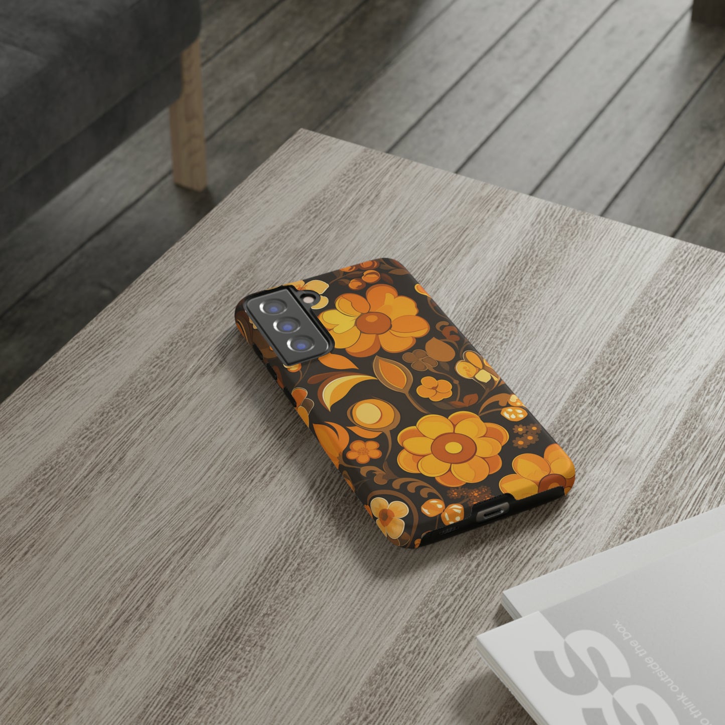 Abstract Retro 70s Dark Wildflower Patterns iPhone Case / Samsung Case