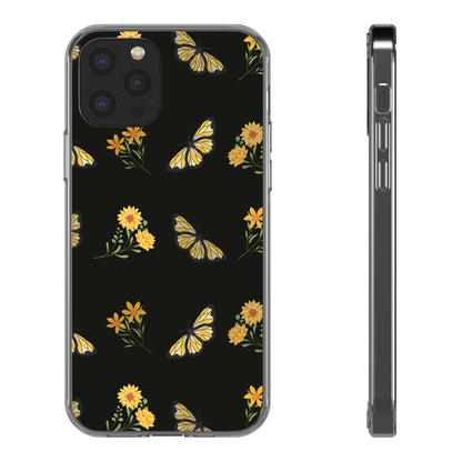 Yellow Butterfly & Flowers | Clear iPhone Case / Samsung Case