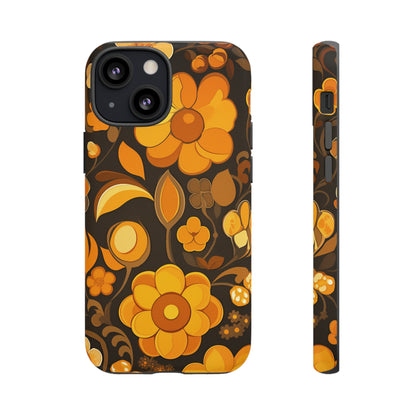 Abstract Retro 70s Dark Wildflower Patterns iPhone Case / Samsung Case