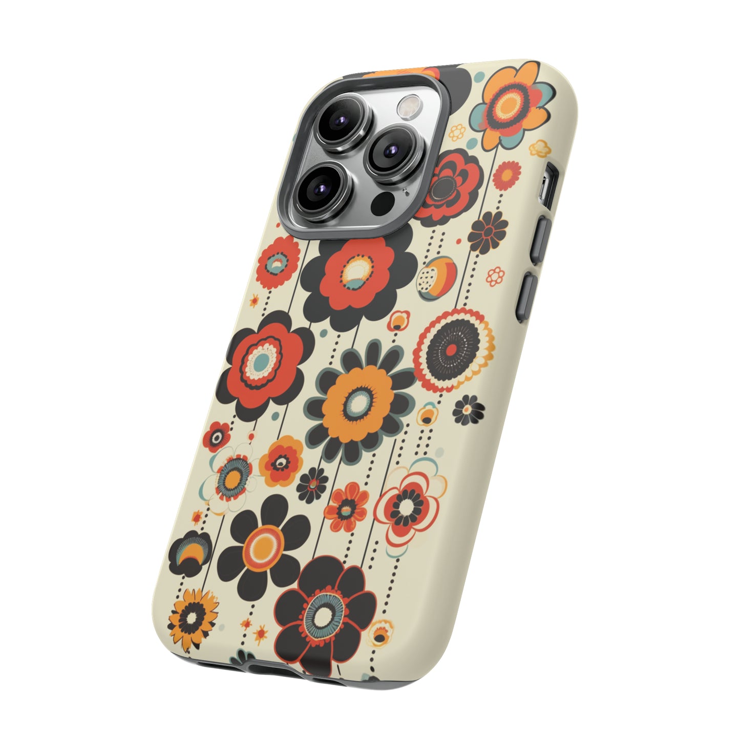 Minimalistic Round Flowers & Thin Vines Pattern iPhone Case